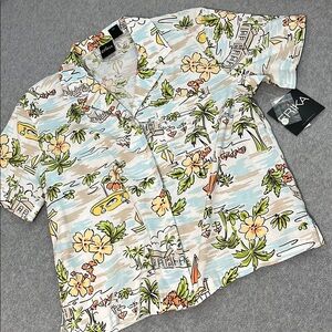 Vintage Y2K Hawaiian Shirt Medium Button Coconutgirl Summer Coastal Casual Beach